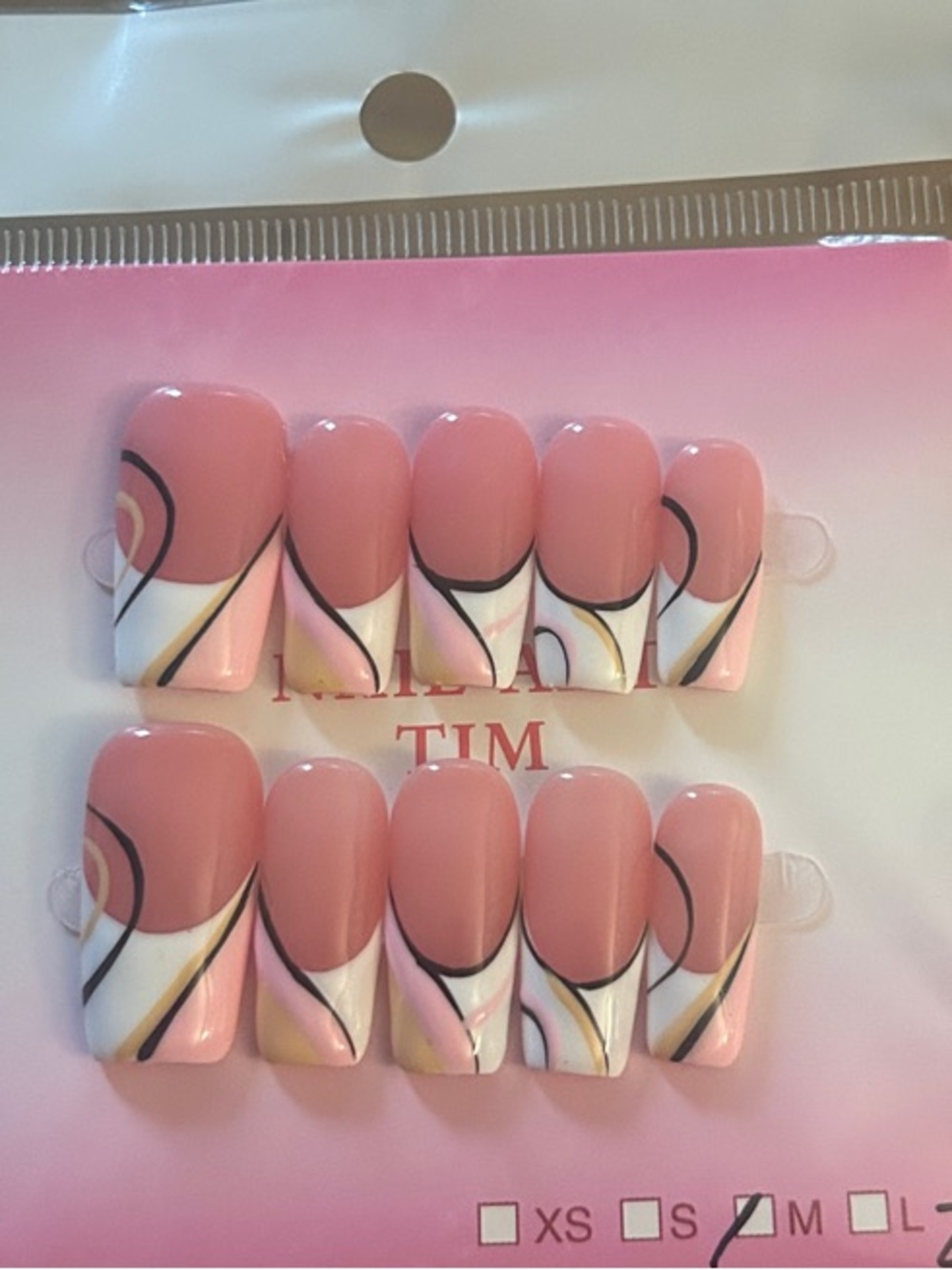 Pink Abstract Press-On Nail Set